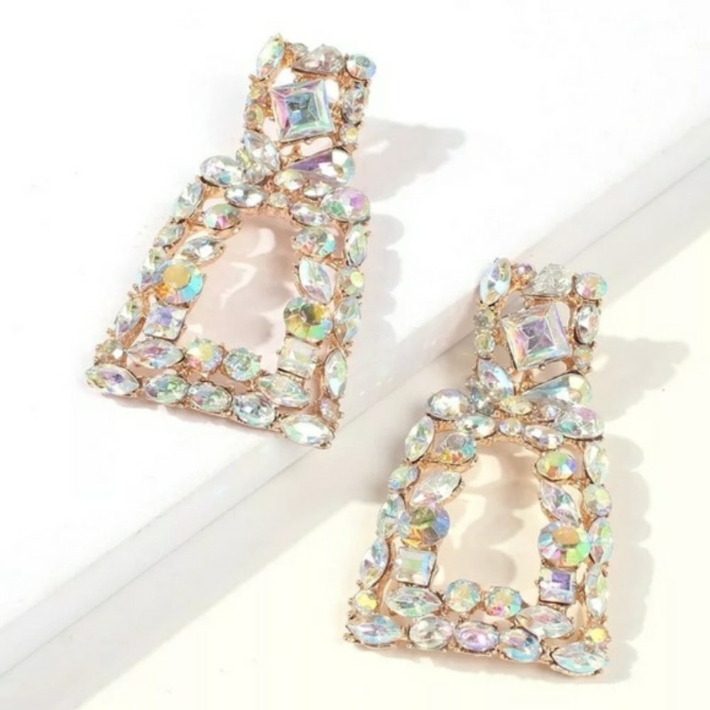Crystal Trapezoid Dangle Earrings Fashion Jewelry Statement Accessories